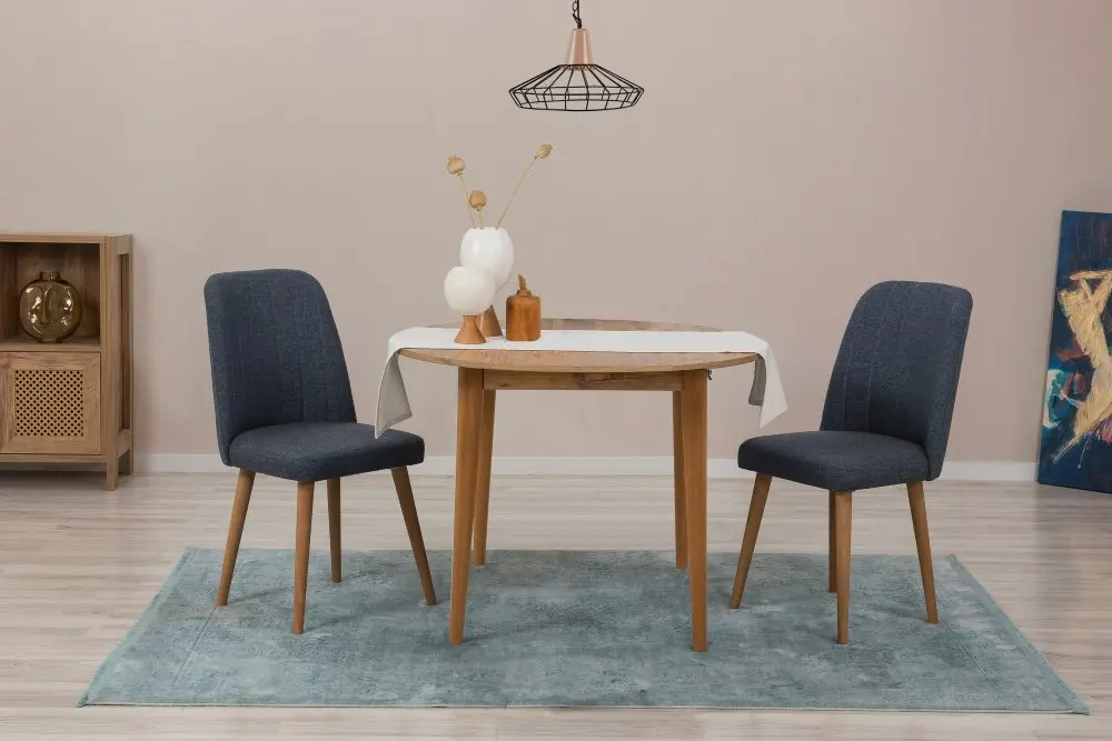 Jídelní set s rozkládacím stolem a židlemi (3 kusy) Vina 1048 - Atlantic Pine, Navy Blue