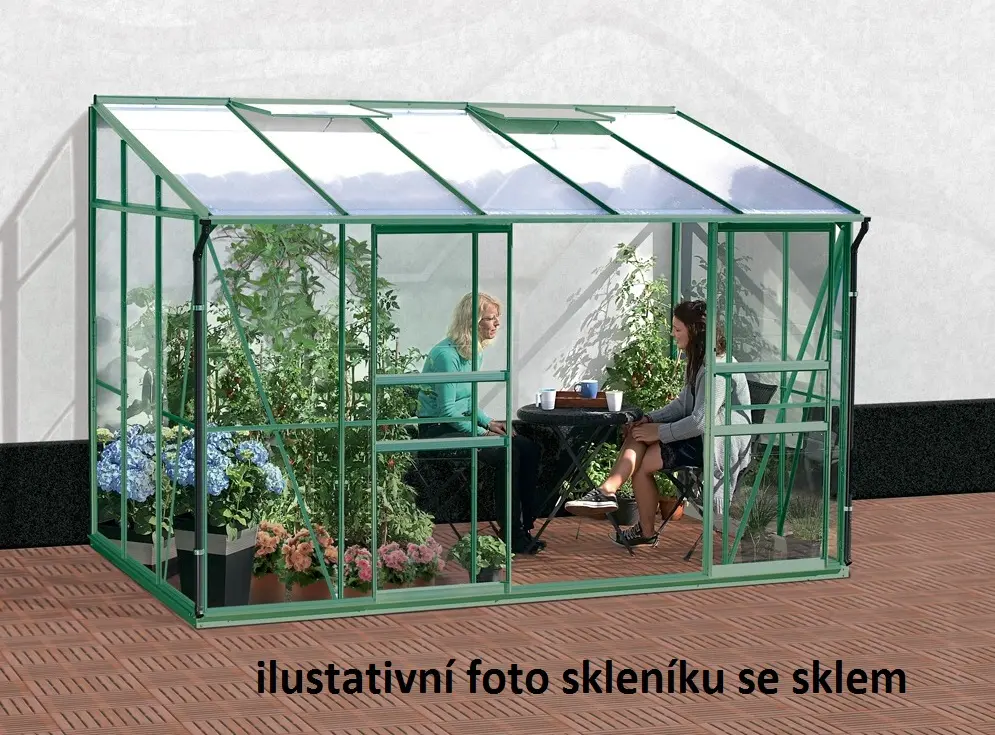 Skleník ke stěně VITAVIA IDA 6500 polykarbonát zelený Dekorhome