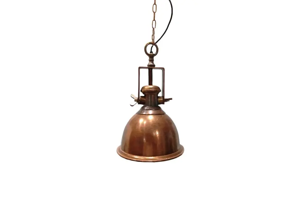 Estila Industriální závěsná lampa Manilla v měděné barvě z kovu 45cm