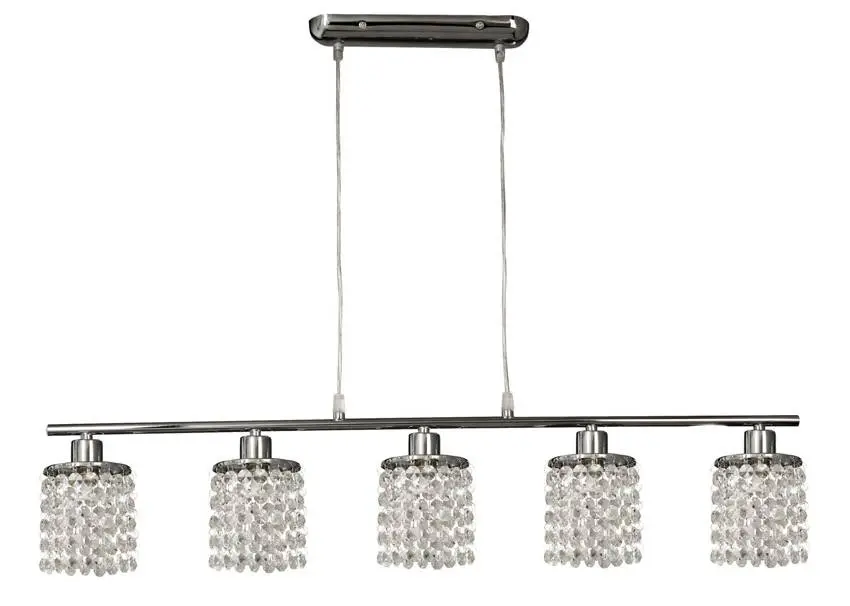Závěsná lampa chrom s bílými krystaly 5x40W Royal
