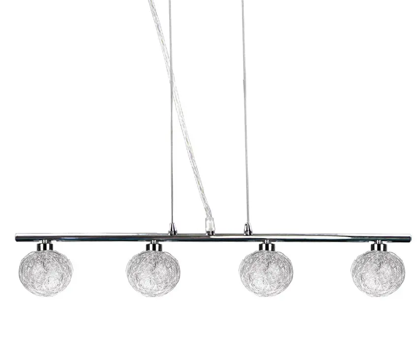 Závěsná lampa s chromovaným skleněným stínidlem a opleteným 4x40W koule
