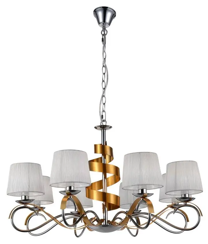Závěsná lampa lustr chrom/zlatý 8x40W nastavitelná Denis
