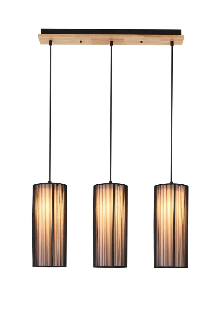 Černá dřevěná závěsná lampa 3xE27 Kioto Ledea