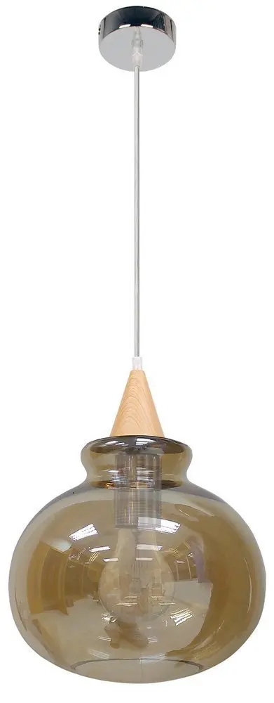 Skleněná závěsná lampa, kouřové stínidlo, 60W, E27, Enriks 2