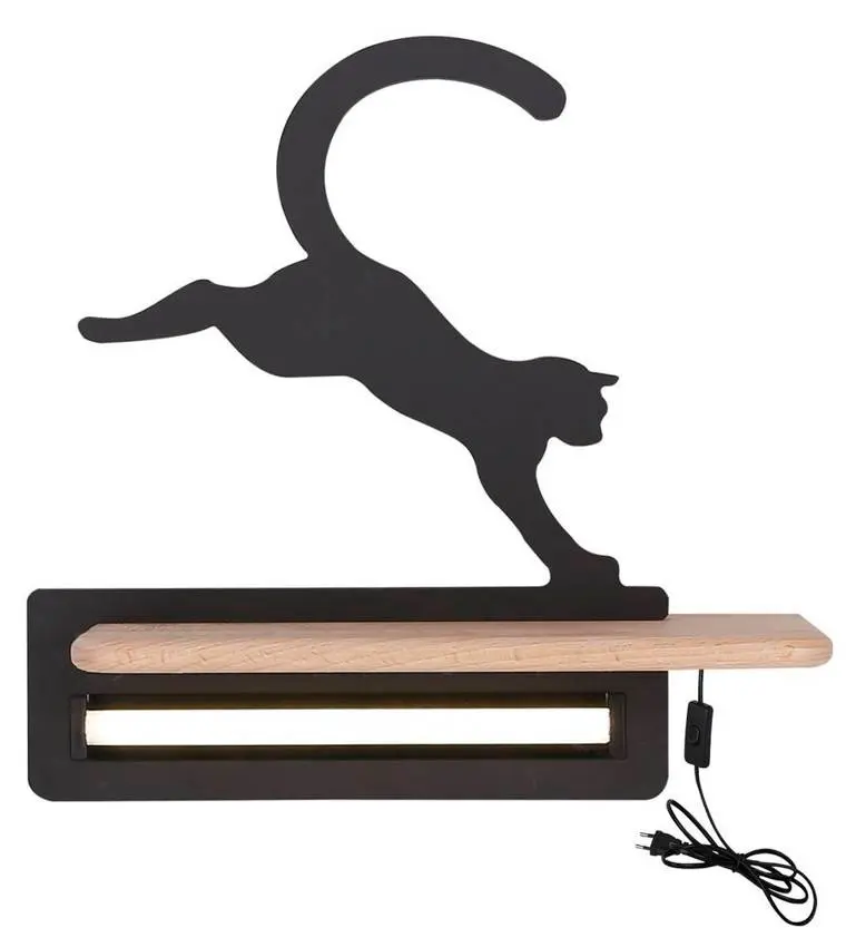 Nástěnná policová LED lampa 5W Cat Kids černá