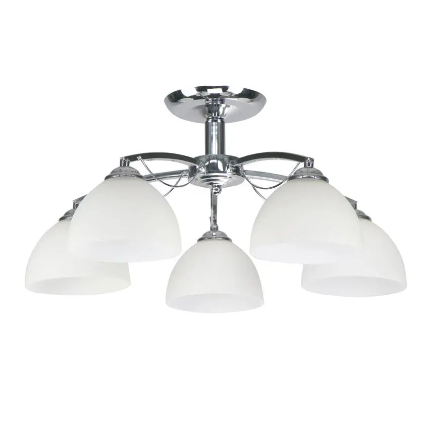 Stropní lampa Filona Chrome 5x40 E27 bílé stínidlo