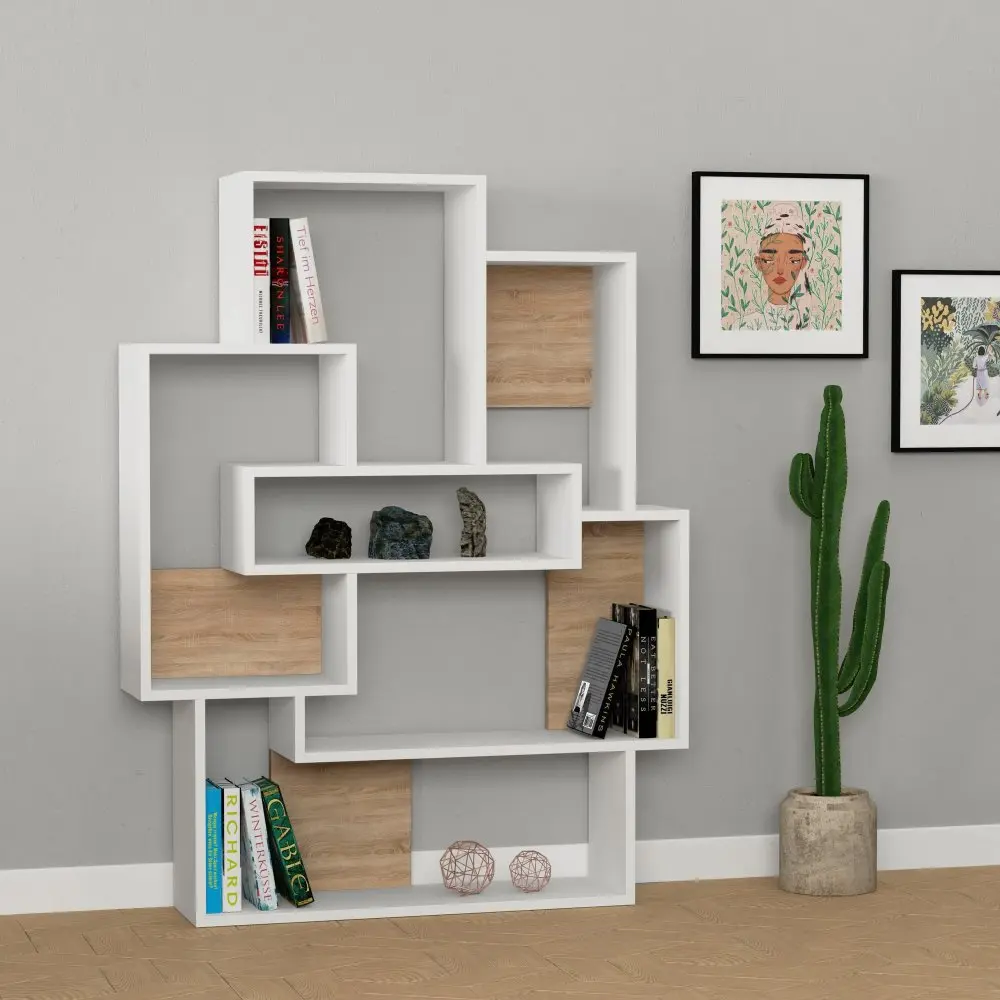 Knihovna Barce - White, Oak