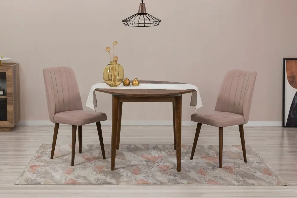 Jídelní set s rozkládacím stolem a židlemi (3 kusy) Vina 0900 - Walnut, Stone