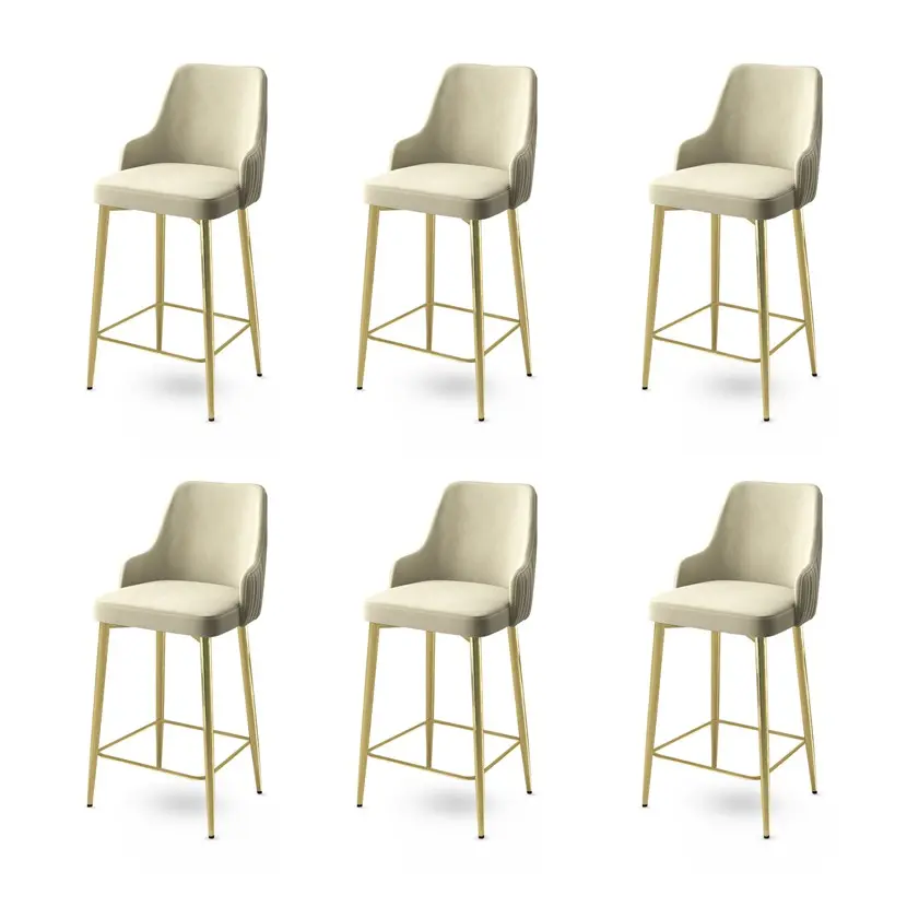 Bar Stool Set (6 Pieces) Enox - Cream, Gold