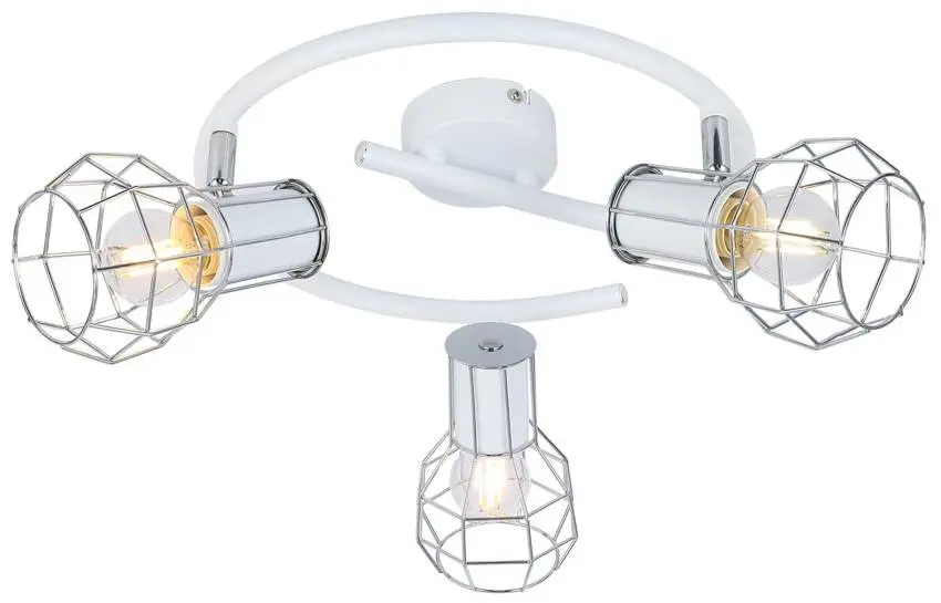 Spirálová stropní lampa s bílým drátěným stínidlem 3x40W Sancho