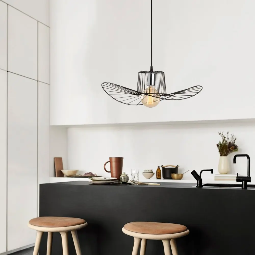 Černé závěsné svítidlo s kovovým stínidlem ø 50 cm Tel – Opviq lights