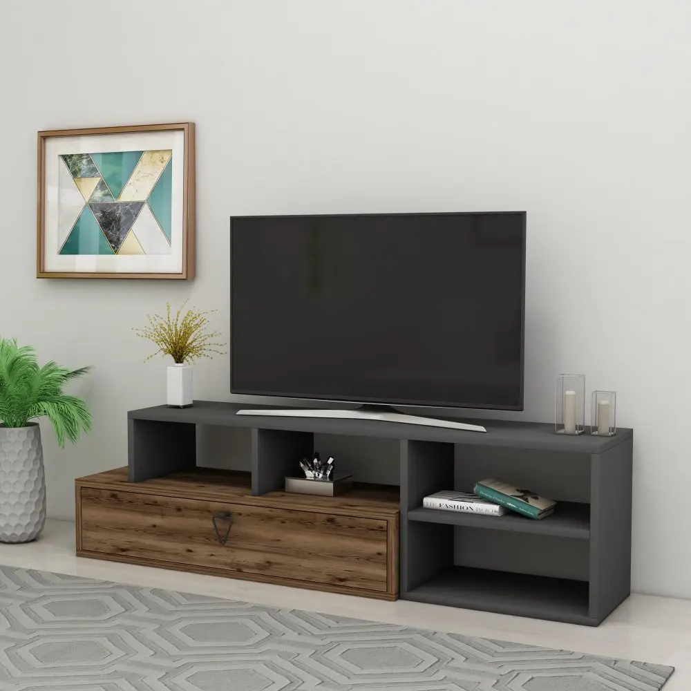 TV stolek Duru - Light Walnut, Anthracite