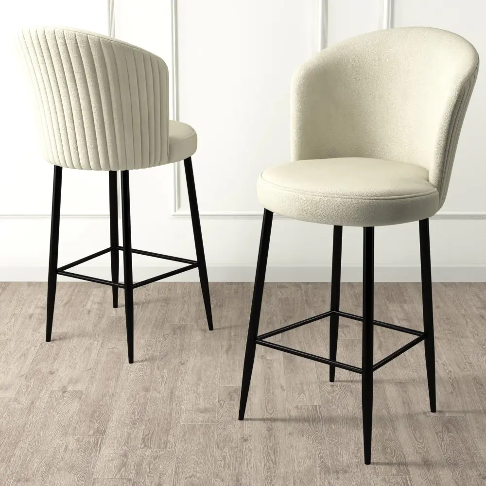 Bar Stool Set (6 Pieces) Fora - Cream, Black