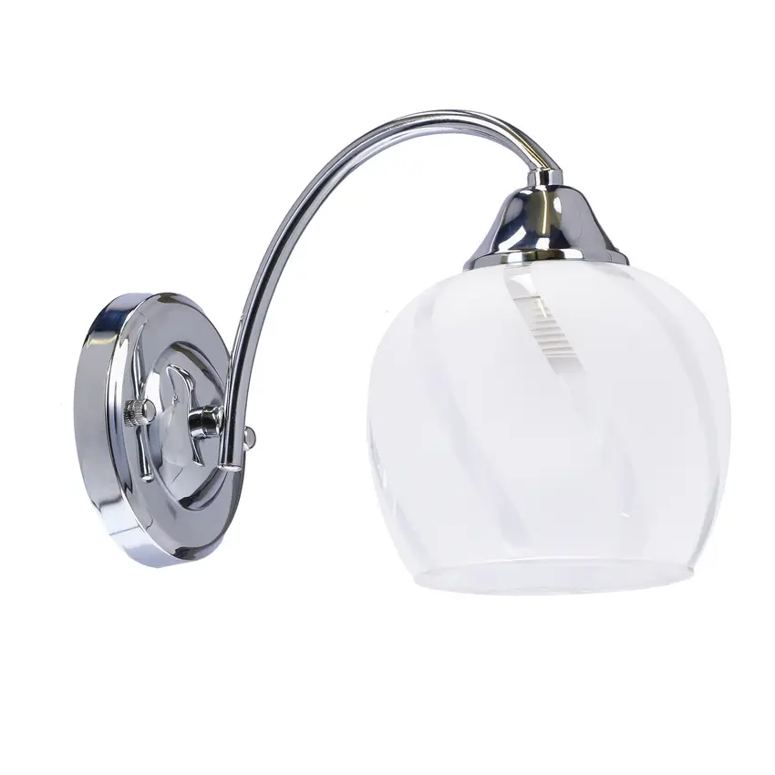 Nástěnná lampa Prego, chrom, E27, průhledné stínidlo