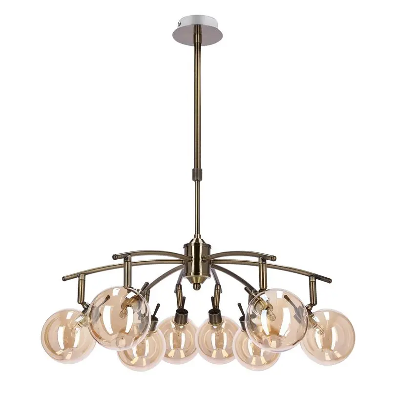 Závěsná lampa Lentini patina 8x40w g9 jantarové stínidlo