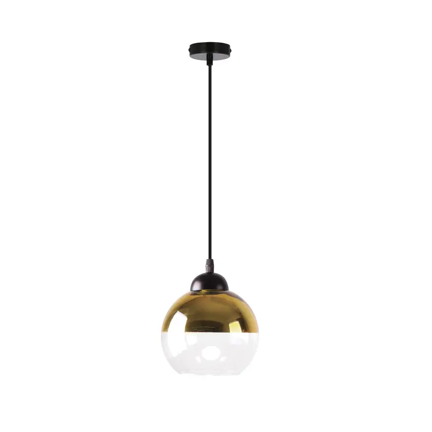 Závěsná lampa Contessa Černá 1X40 E27 Zlaté stínidlo