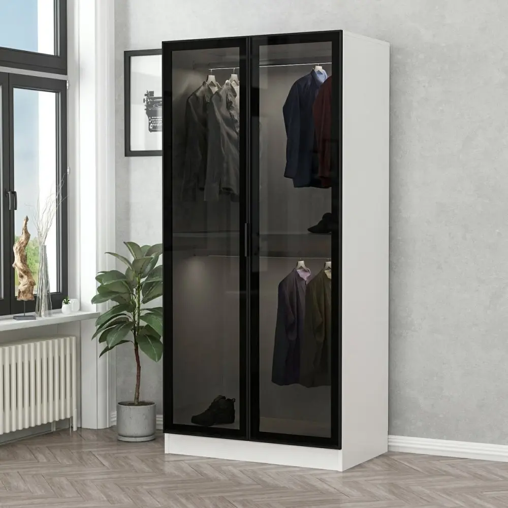 Šatní skříň Kale Glass Black - 190