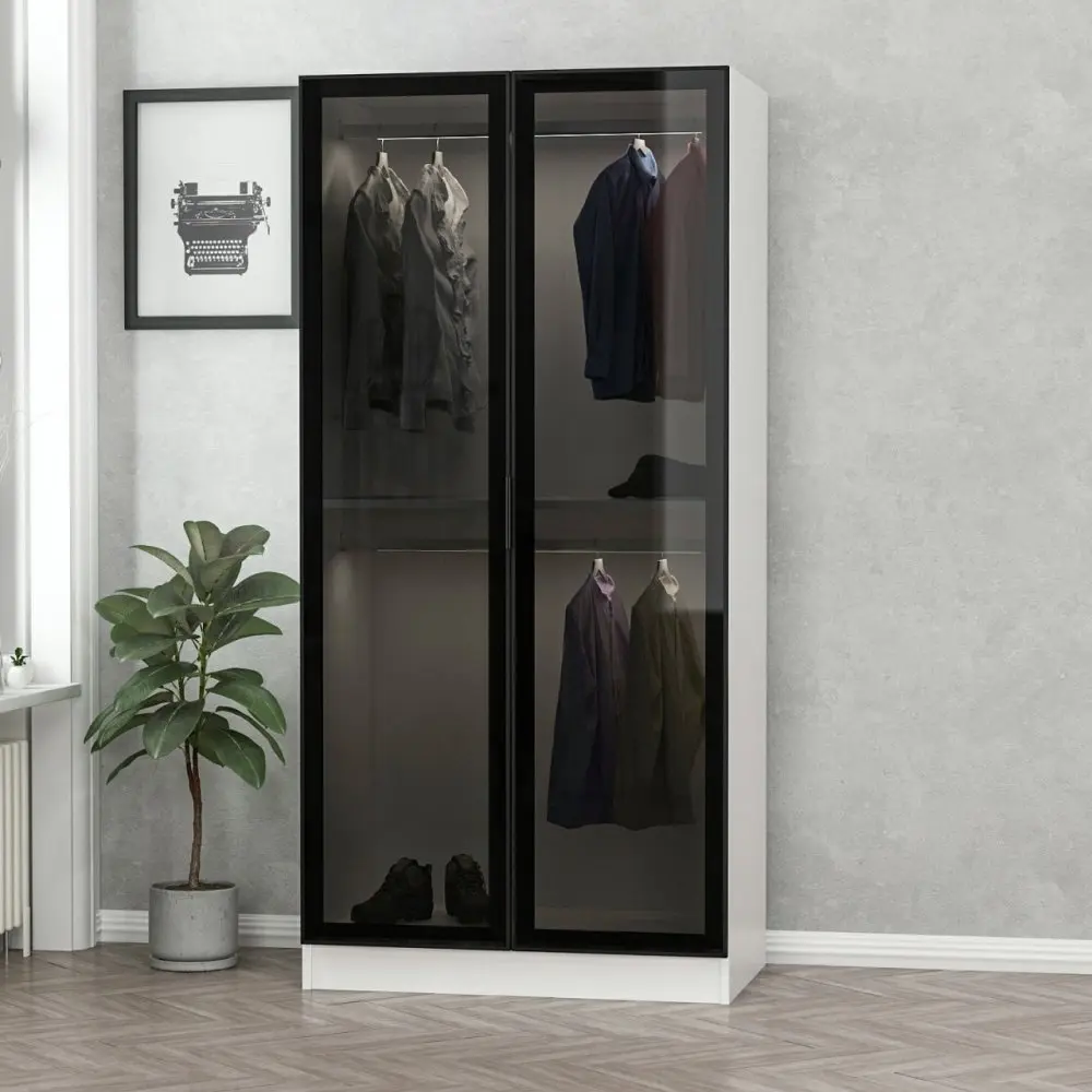 Šatní skříň Kale Glass Black - 210