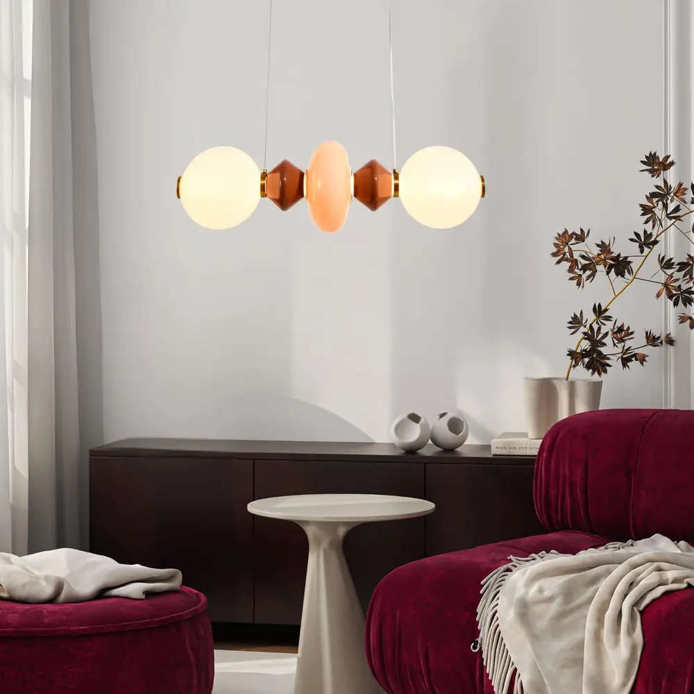 FLORES lampa wisząca mosiężny+brązowy+pomarańczowy poz.15W LED 3000K klosz biały