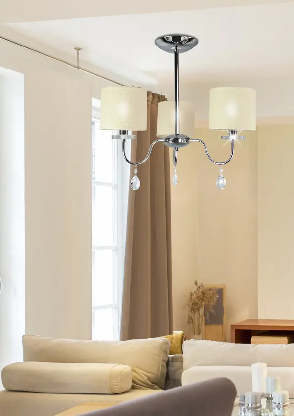 Chromová stropní lampa 3x40W lustr + krystaly Estera