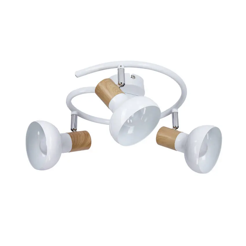 Spirálová stropní lampa kovová bílá + dřevěná 3E14 Puerto
