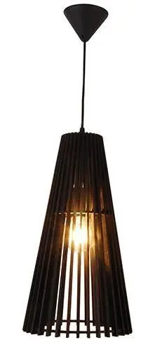 Černá dřevěná prolamovaná závěsná lampa Osaka Ledea