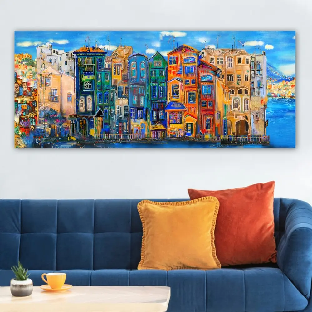 Wallity Nástěnný obraz DOMY 120 x 50 cm