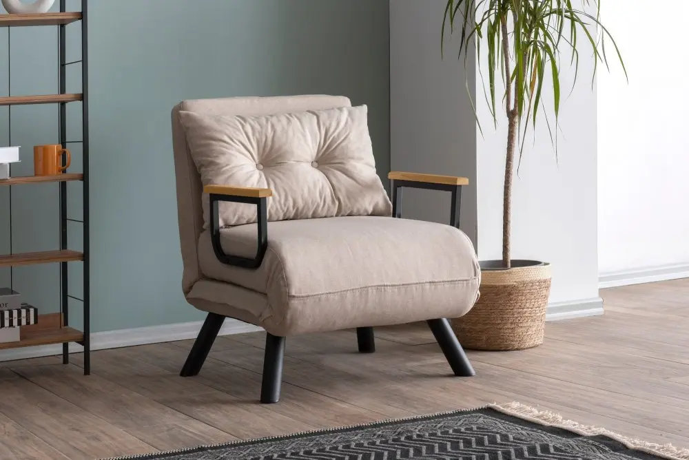 Hanah Home Rozkládací křeslo Single Sando krémové