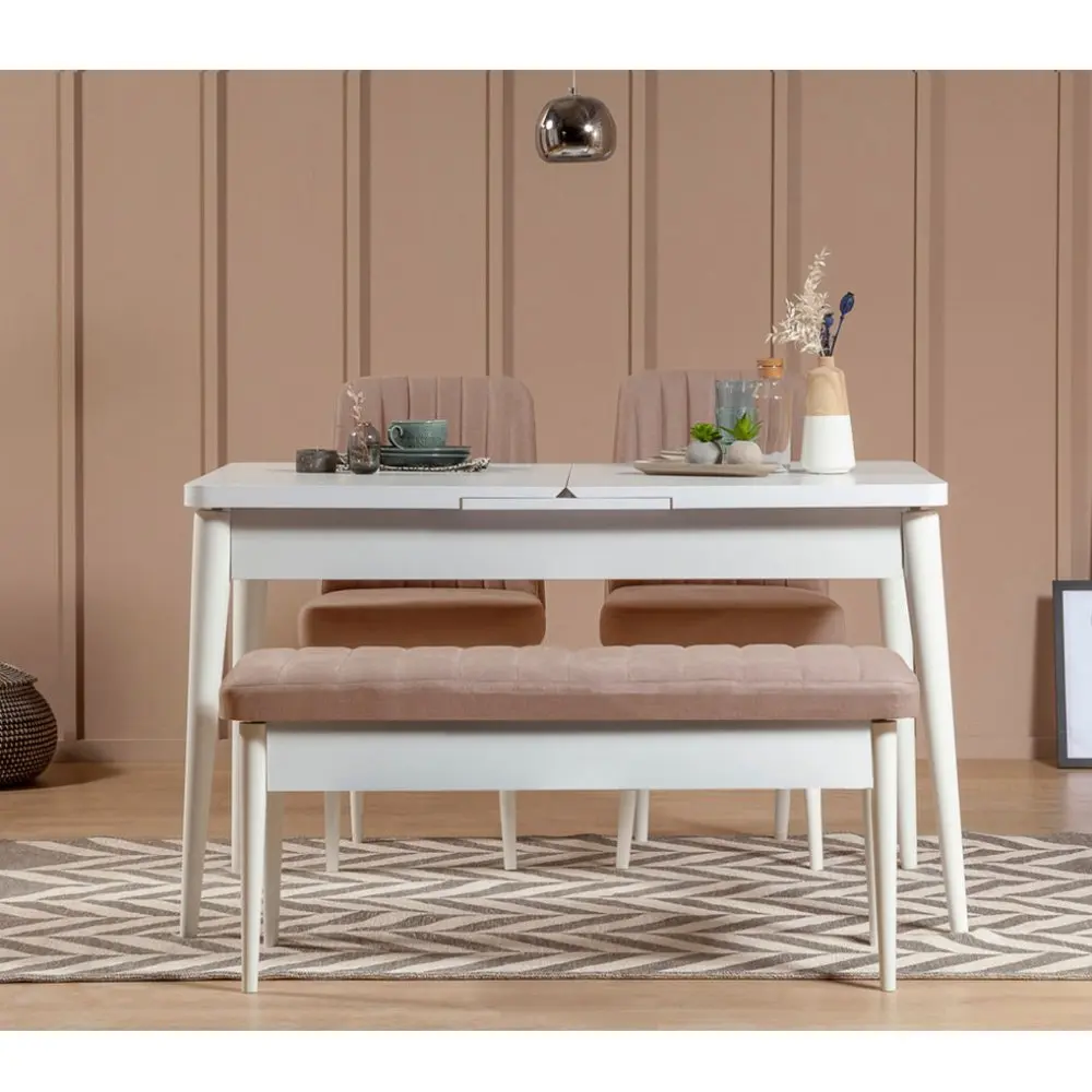 Jídelní set s rozkládacím stolem a židlemi (4 kusy) Vina 0900 - White Stone