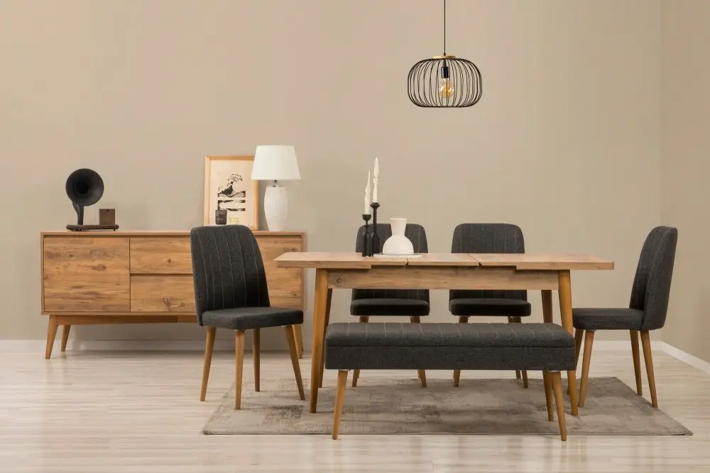 Set s rozkládacím stolem, židlemi a konzolou (7 kusů) Vina 03 1053 - Atlantic Pine, Anthracite