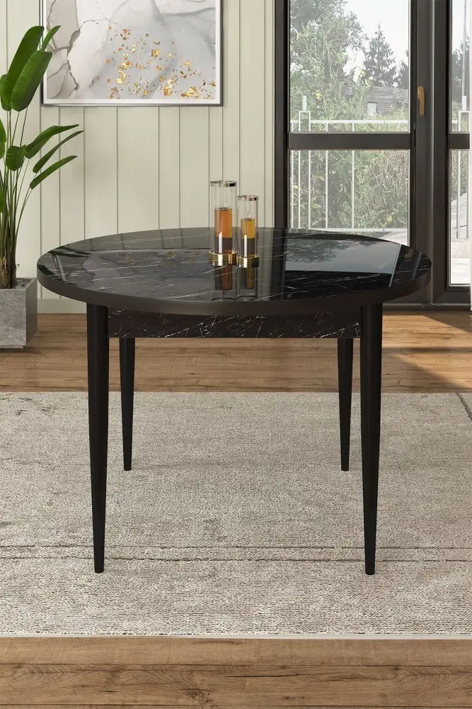 Jídelní stůl Rox - Black Marble, Black