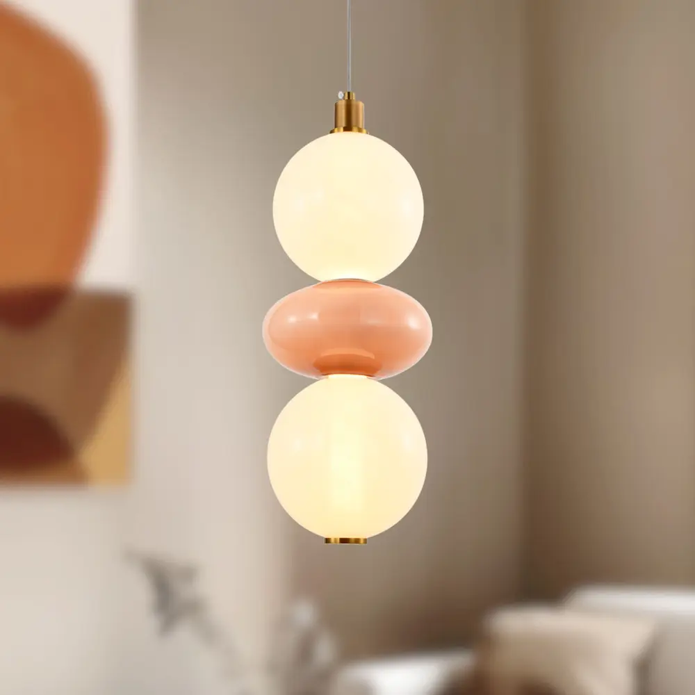 FLORES lampa wisząca mosiężny+brązowy 12W LED 3000K klosz biały
