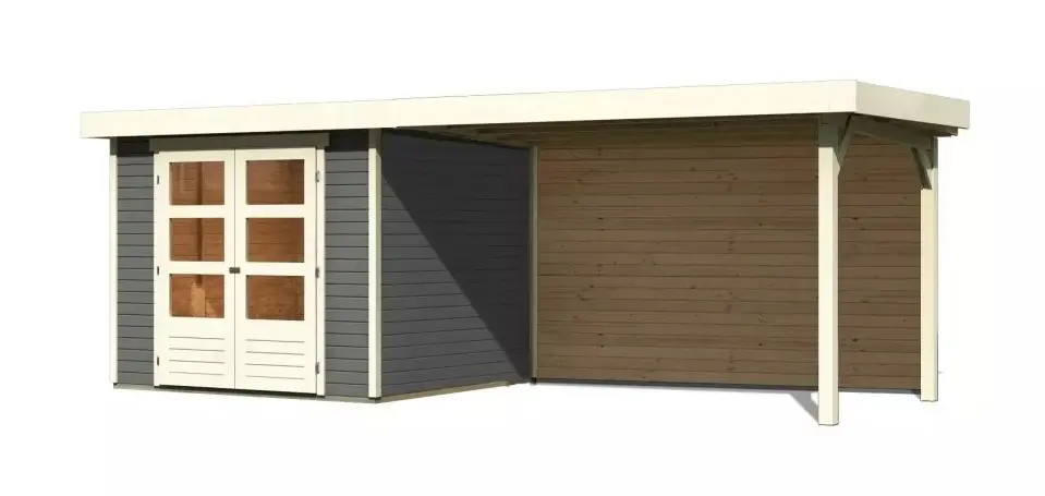 Dřevěný zahradní domek ASKOLA 3,5 s přístavkem 280 Lanitplast