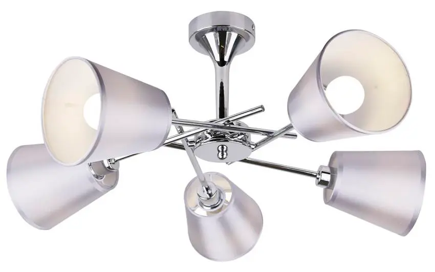 Chromová stropní lampa s látkovým stínidlem 5x40W Vox