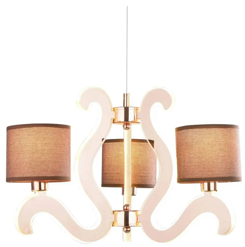 Měděná závěsná lampa 3x40W + LED lustr 18,4W Ambrosia