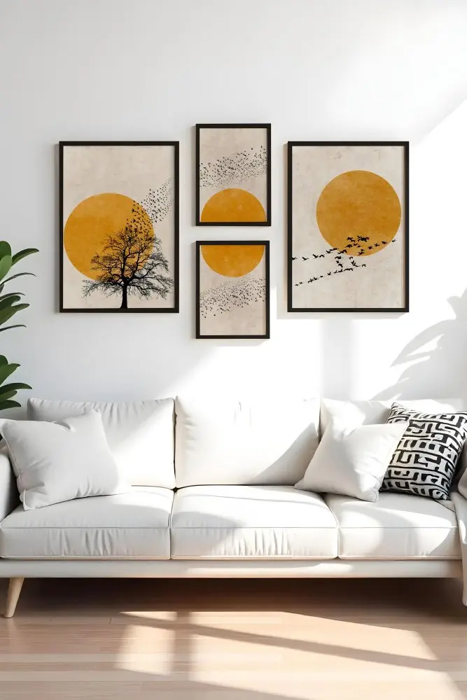 Dekorativní rámovaný obraz z MDF (4 kusy) Huhu455-S