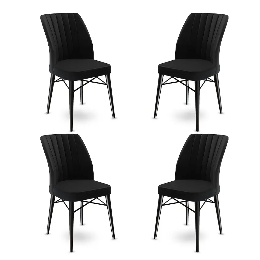 Sada jídelních židlí Flex Black and Black, 4 ks