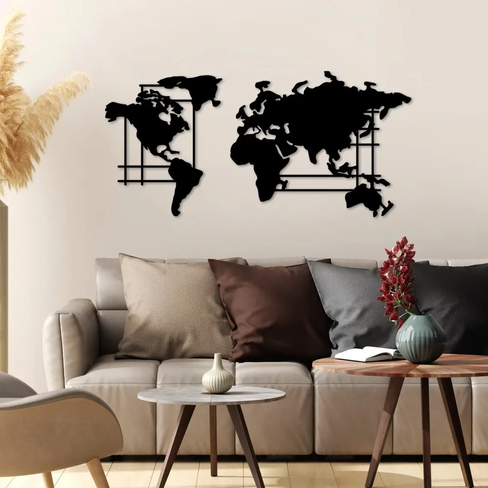 Dekorativní kovový doplněk na zeď World Map - L
