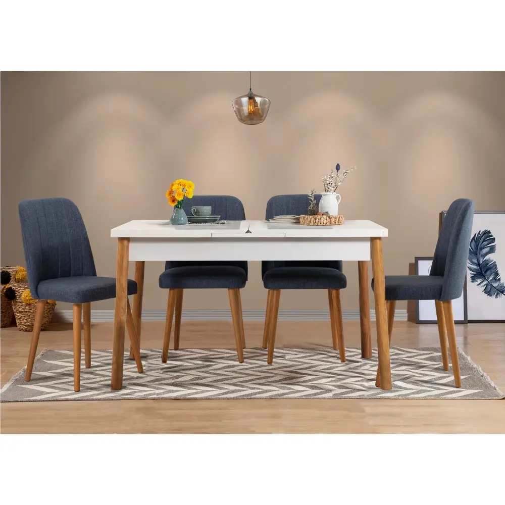Jídelní set s rozkládacím stolem a židlemi (5 kusů) Santiago Atlantic Navy Blue