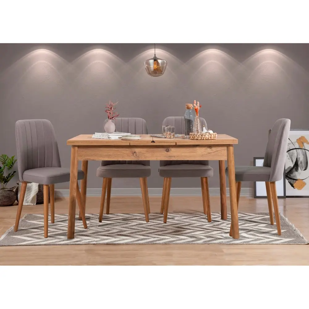 Jídelní set s rozkládacím stolem a židlemi (5 kusů) Santiago Atlantic Grey