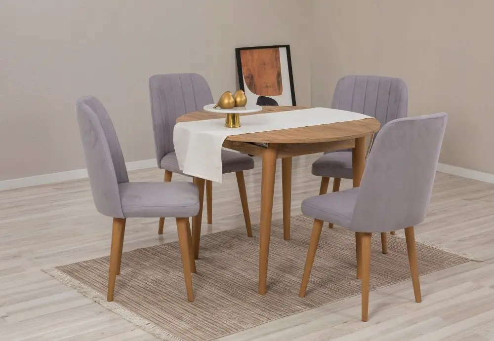 Jídelní set s rozkládacím stolem a židlemi (5 kusů) Vina 0701 - Atlantic Pine, Grey
