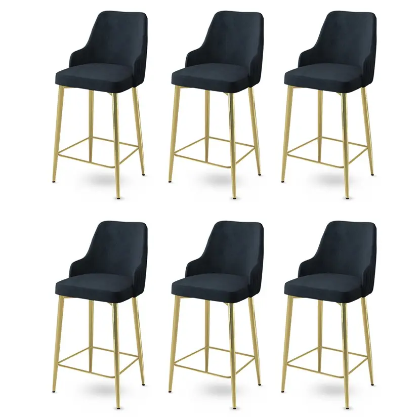 Bar Stool Set (6 Pieces) Enox - Anthracite, Gold