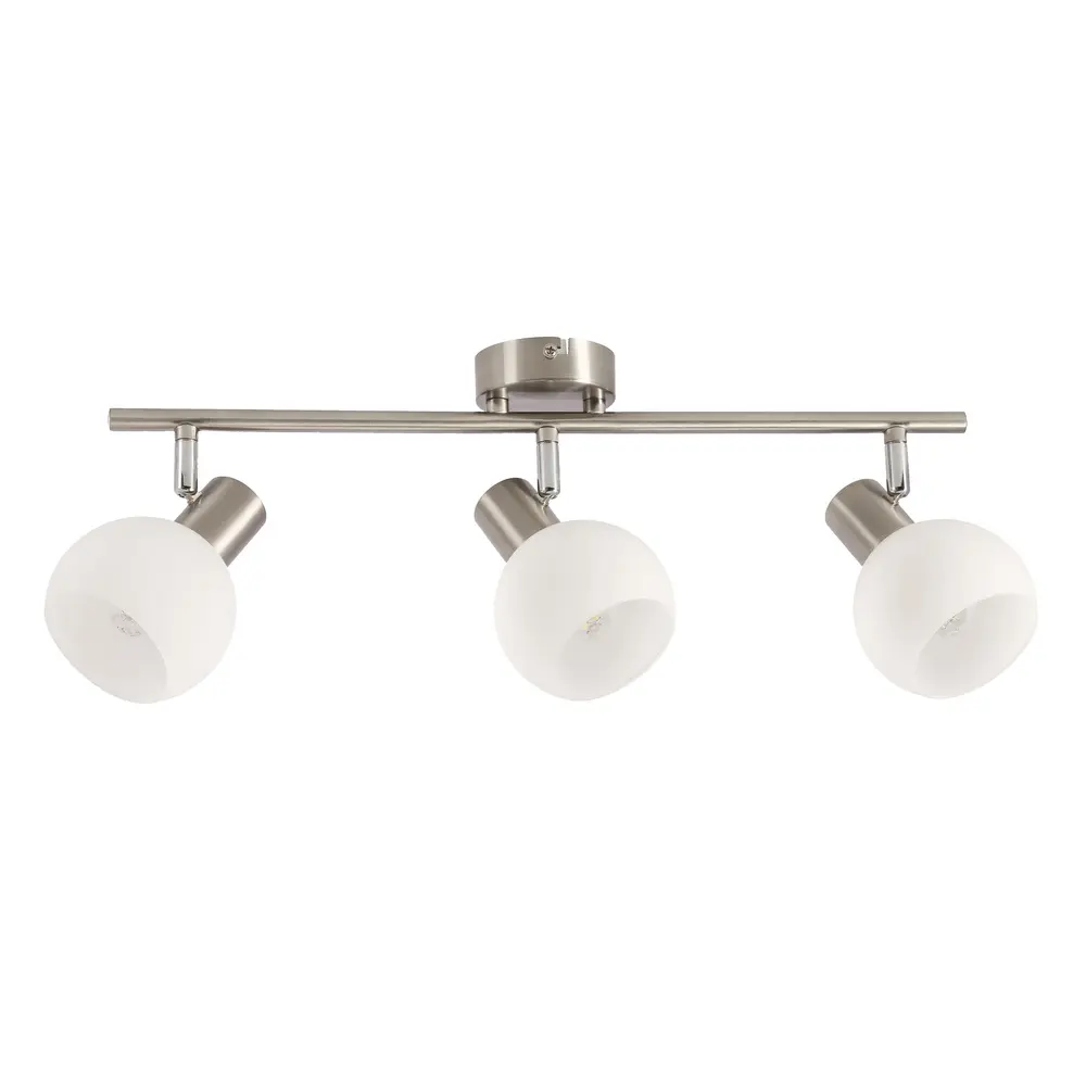 NOVO lampa sufitowa listwa satyna nikiel 3x40W E14 klosz biały