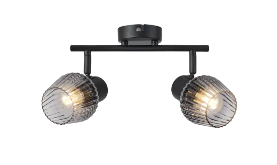 MITURA lampa sufitowa czarny 2x40W E27 klosz dymiony