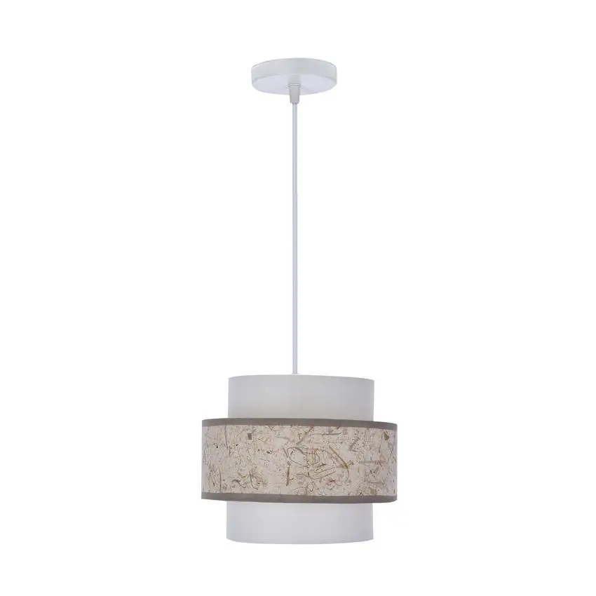 Závěsná lampa Calmi bílá 1x40W e27 stínidlo bílá+béžová