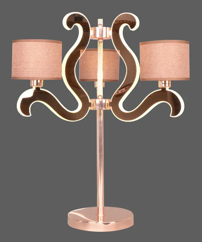 Stolní lampa s 3 LED světelnými rameny, měděná, Ambrosia