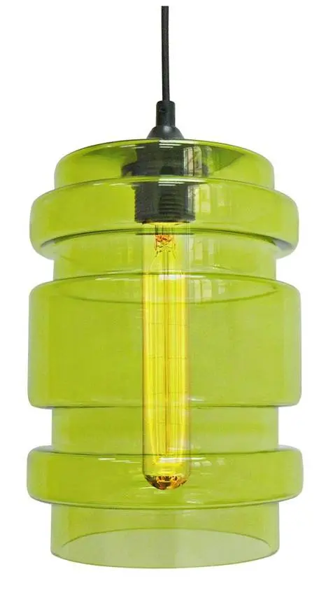 Zelená skleněná závěsná lampa + žárovka E27 60W Decorado
