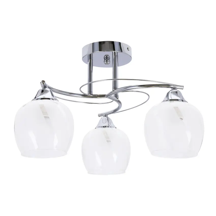 Stropní lampa Prego chromová E27 s průhledným stínidlem