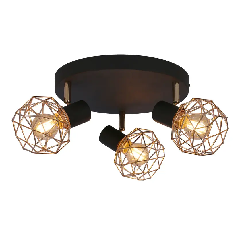 Stropní lampa, černá, měděné stínidlo, Acrobat