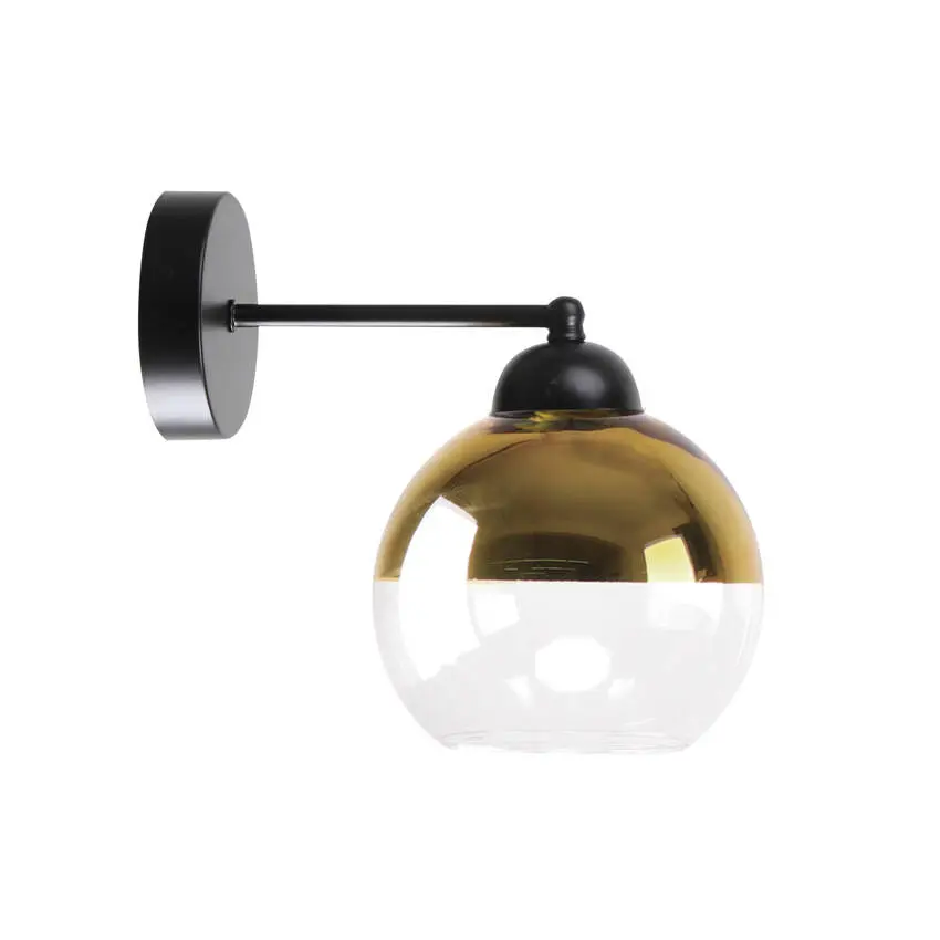 Nástěnná lampa Contessa černá 1x40 E27 zlaté stínidlo